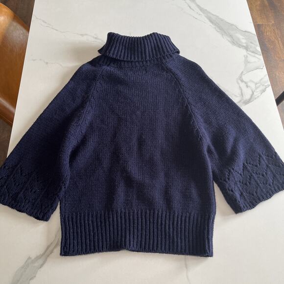 Fenn Wright Manson Sweater Womens Navy Blue Wool Blend 3/4 Sleeve Cowl Neck Sz M - Picture 9 of 10